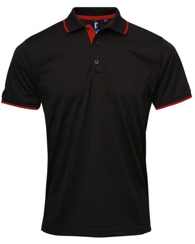 PREMIER Contrast Coolchecker Polo Shirt (zwart/rood)