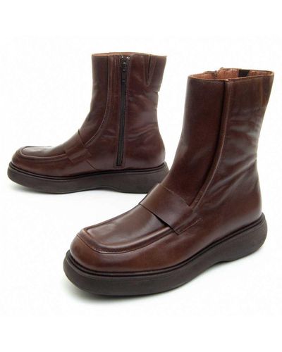 Purapiel Platform Boot Grannada3 In Brown Leather