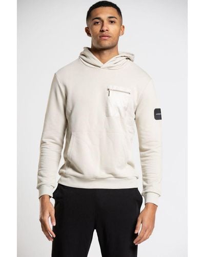 Jameson Carter 'Ansdell' Cotton Blend Hoodie With Nylon Pocket Detail - White