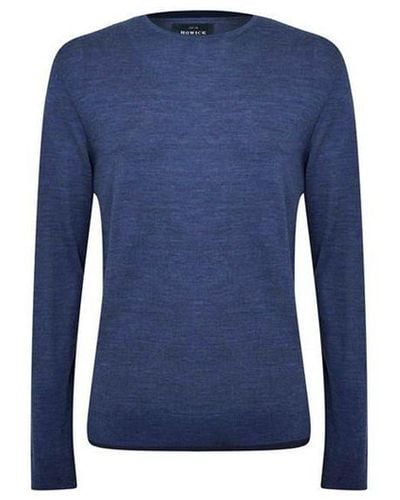 Howick Merino Crewneck Sweatshirt In Denim - Blauw