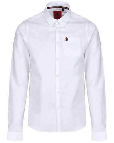 Luke 1977 Telford Tailored Fit Smart Shirt Cotton - White