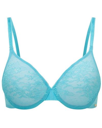 Gossard Glossies Lace Sheer Moulded Bra - Blue