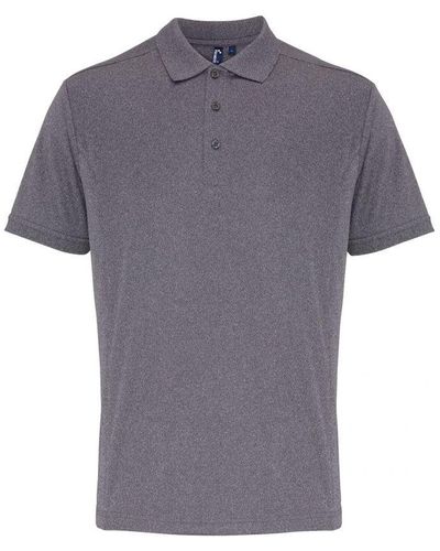 PREMIER Coolchecker Pique Short Sleeve Polo T-Shirt ( Melange) - Grey