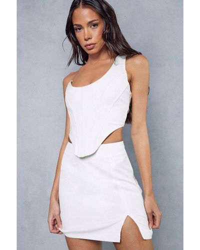 MissPap Split Hem Mini Skirt - White