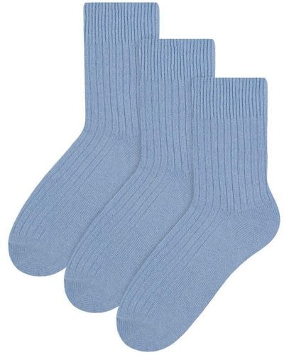 Steve Madden 3 Paar Multipack Dames Wol Gebreide Sokken | Warme Kousen Jurk Sokken - Blauw
