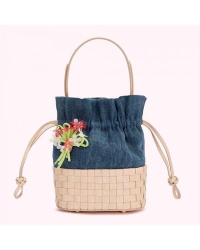 Lulu Guinness Flower Canvas Eloise Basket Bag - Blue
