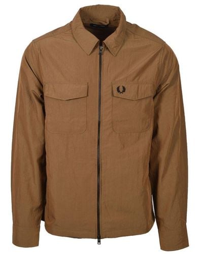 Fred Perry Zip Overshirt Shaded Stone - Brown