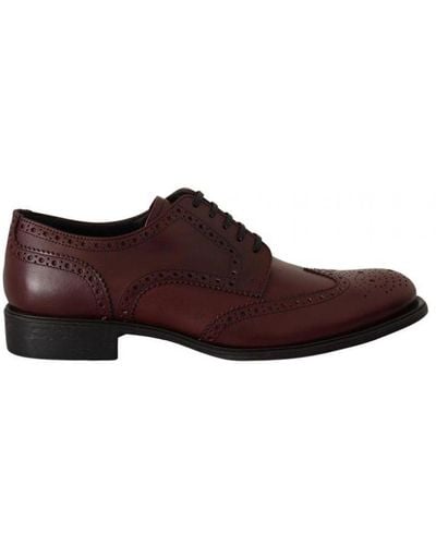 Dolce & Gabbana Bordeaux Leather Oxford Wingtip Formal Shoes - Brown