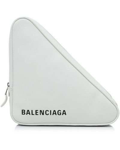 Balenciaga Vintage Triangle Clutch White Calf Leather