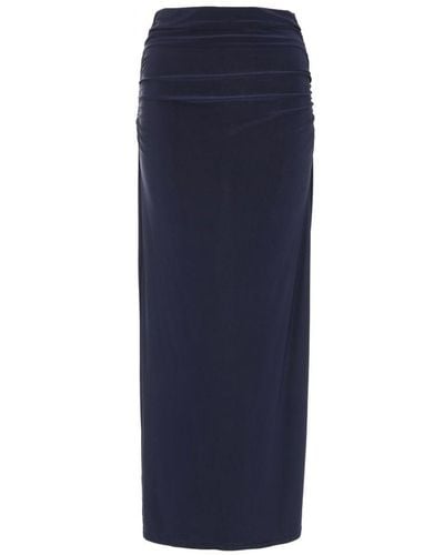 Quiz Ruched Maxi Skirt - Blue
