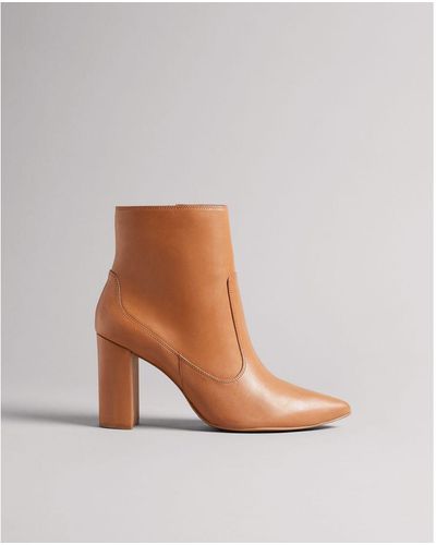 Ted Baker Nysha Leather Block Heel Ankle Boot - Brown