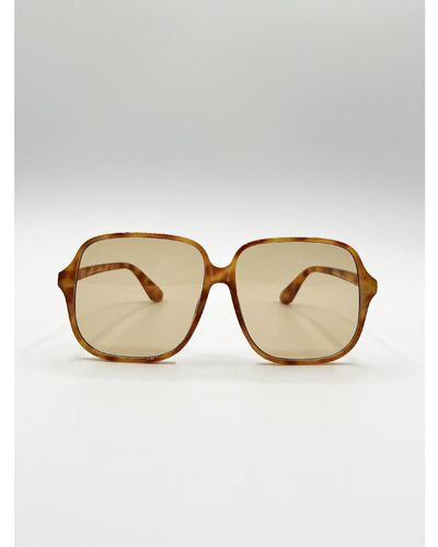 SVNX Oversized Lightweight Square Frame Sunglasses - Orange