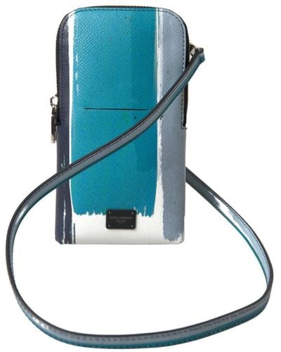 Dolce & Gabbana Leather Crossbody Phone Bag - Blue