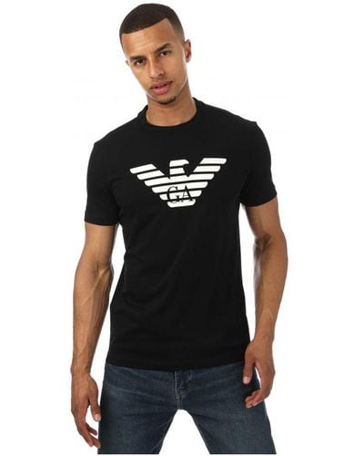 Armani T-shirt Van Pima-katoen Met Logoprint Voor , Zwart