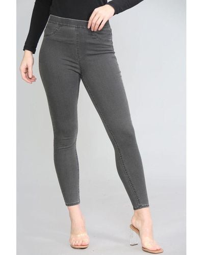 Marks & Spencer And High Waisted Jeggings Grey Cotton