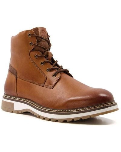 Dune Contor Leather Lace-up Boots - Brown