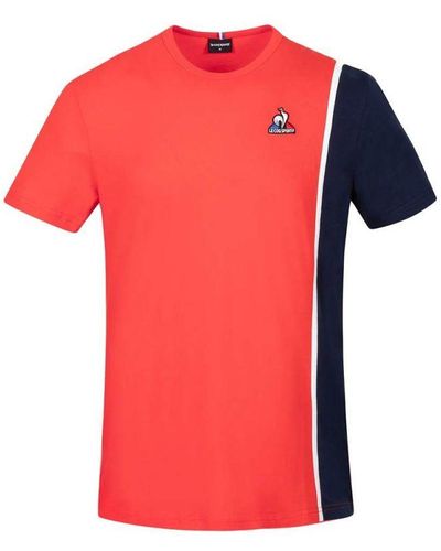 Le Coq Sportif Essential Tweekleurig T-shirt Voor - Rood