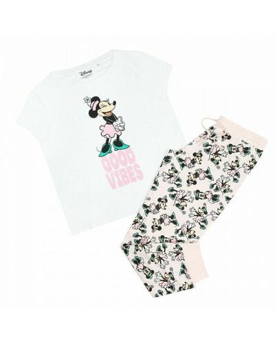 Disney Good Vibes Minnie Mouse Long Pyjama Set - White