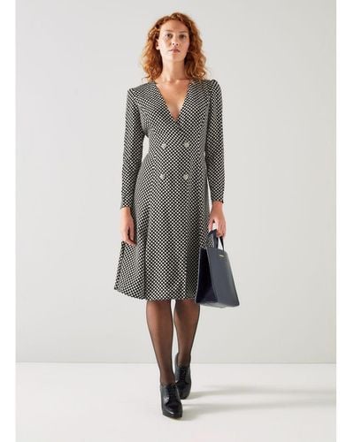LK Bennett Edel Dresses,/Cream Leather - Grey