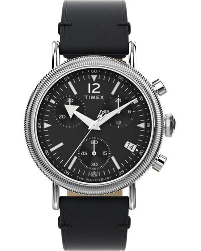 Timex Standard Chrono Watch Tw2W20600 Leather (Archived) - Black