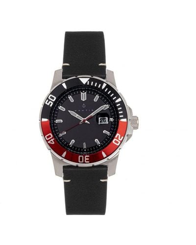 Nautis Dive Pro 200 Leather-Band Watch W/Date - Red