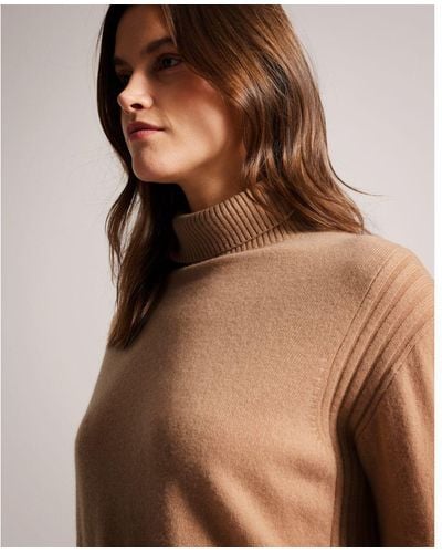 Ted Baker Ruthell Organic Cashmere Roll Neck Jumper - Brown