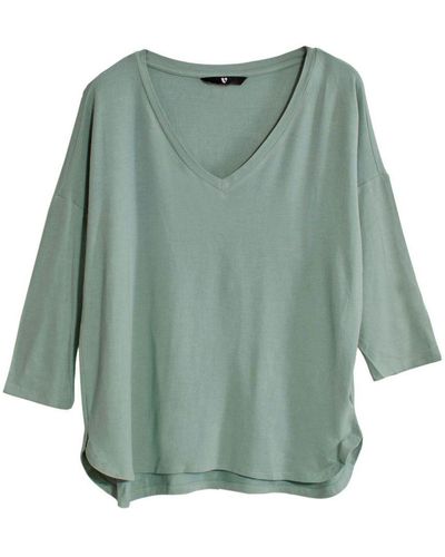 Yours V Neck Jersey Top - Green