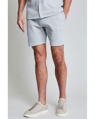 Threadbare Grey 'doller' Luxe Jersey Pique Fleece Shorts Cotton - Blue