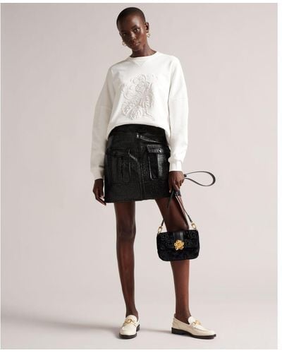 Ted Baker Maggei Mini Utility Skirt With Exposed Zip - White