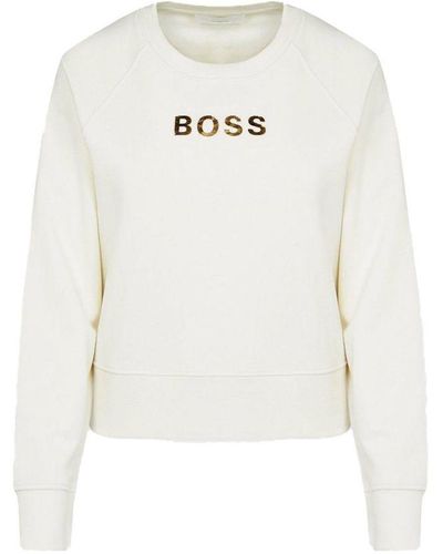 BOSS Womenss Hugo Elia Crew Neck Sweatshirt - White