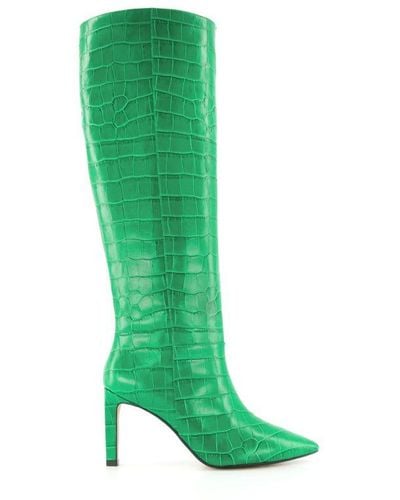 Dune Ladies Spice - Pointed Stiletto Knee High Heeled Boots Leather - Green