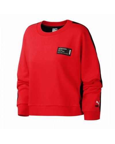 PUMA Culture Maker Long Sleeve Crew Neck Pullover Red Jumpers 597913 03 Cotton