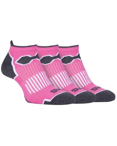 Storm Bloc 3 Pack Ladies Short Ankle Running Sports Socks With Arch Support - Pink