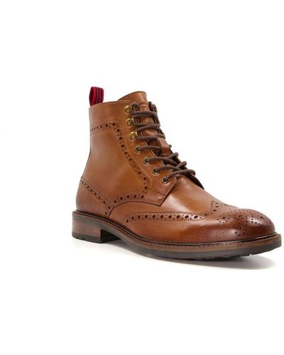 Dune Create Casual Leather Lace-up Boots - Brown