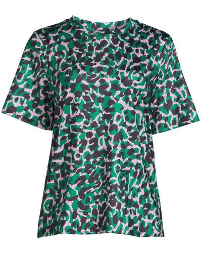 Vila Top Vibirgita Met All Over Print Groen/zwart/roze