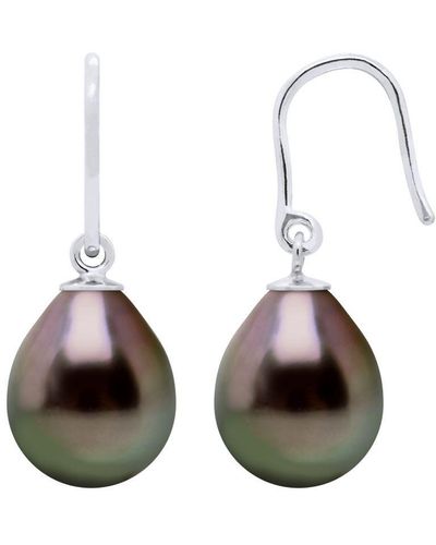 Diadema Oorbellen Haak Knik Tahitian Pearls Pears 9-10 Mm 925 - Bruin