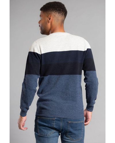Tokyo Laundry Recycled Cotton Blend Colour Block Crew Neck Jumper - Blue