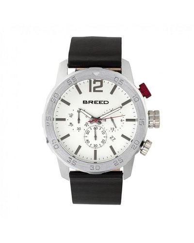 Breed Manuel Chronograph Leather-Band Watch W/Date - Metallic