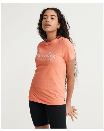 Superdry Geborduurd Alice Script T-shirt - Oranje