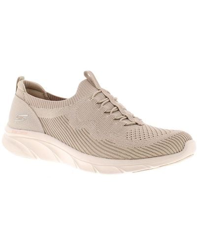 Skechers Chunky Trainers D'Lux Comfort Bonus Bungee Llce Taupe - White