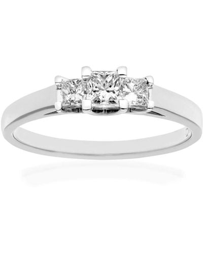 DIAMANT L'ÉTERNEL 18kt Witgouden 1/2 Karaat Gecertificeerde J/i Princess Cut Diamond Trioligy-ring