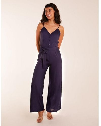 Blue Vanilla LILY - Floral Puff Sleeve Button Front Jumpsuit - Women from  Yumi UK