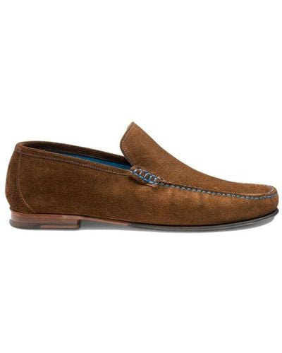 Loake Lifestyle Nicholson Suede Moccasin Shoes Dark Brown