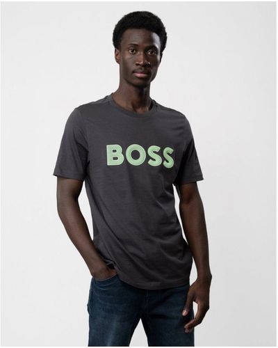 BOSS Boss Tee 1 Cotton Jersey Regular Fit T-Shirt With Mesh Logo - Black