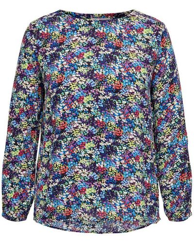 Only Carmakoma Top Carayana Life Met All Over Print Blauw/ Paars