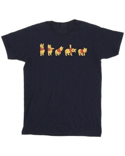 Disney Winnie The Pooh Stretching T-Shirt () Cotton - Blue