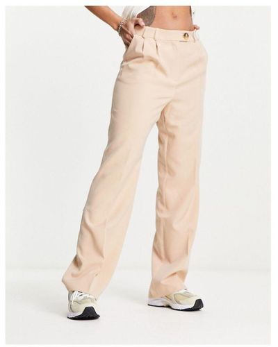 Miss Selfridge Slouchy Dad Trouser With Pleat Front - Natural