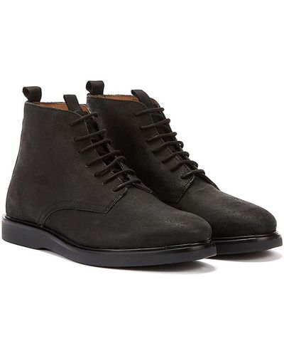 Hudson Jeans Troy Oiled Suede Boots - Black