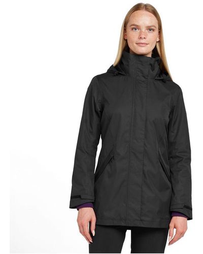 Peter Storm Waterproof Mistral Long Jacket With Adjustable Rollaway Hood - Black
