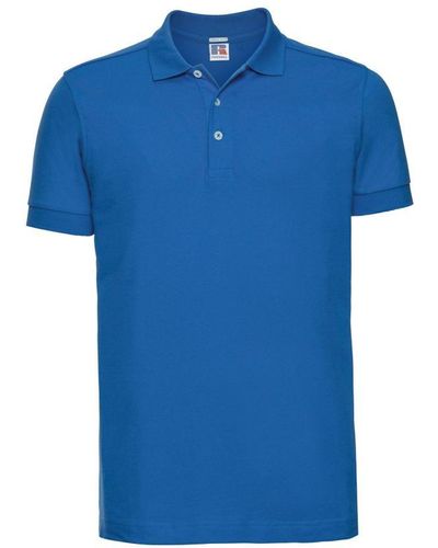 Russell Stretch Short Sleeve Polo Shirt (Azure) - Blue
